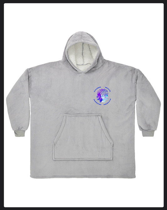 Living With Mental Health - Silver Super Sized Fleece Hoodie